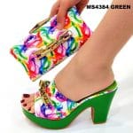 New Design Pointed Toe African 2021 Spring Lady Shoes and Bag Set in green Color Pu Leather Nigerian Women Shoes Matching Bag
